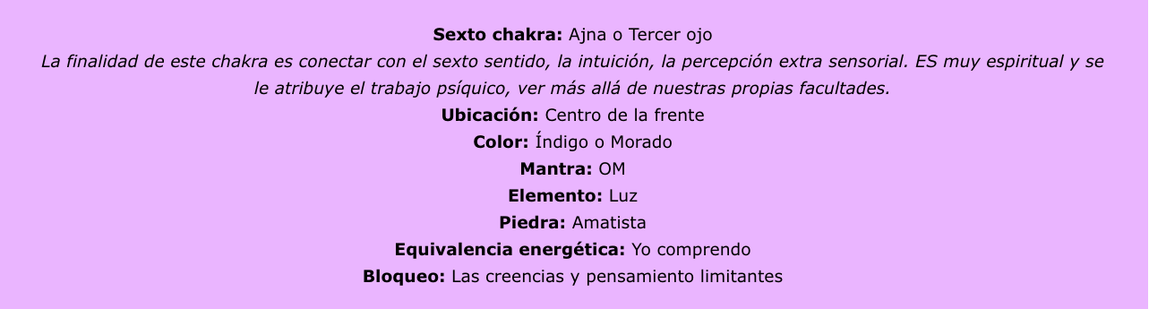 Sexto chakra: Ajna o Tercer ojo