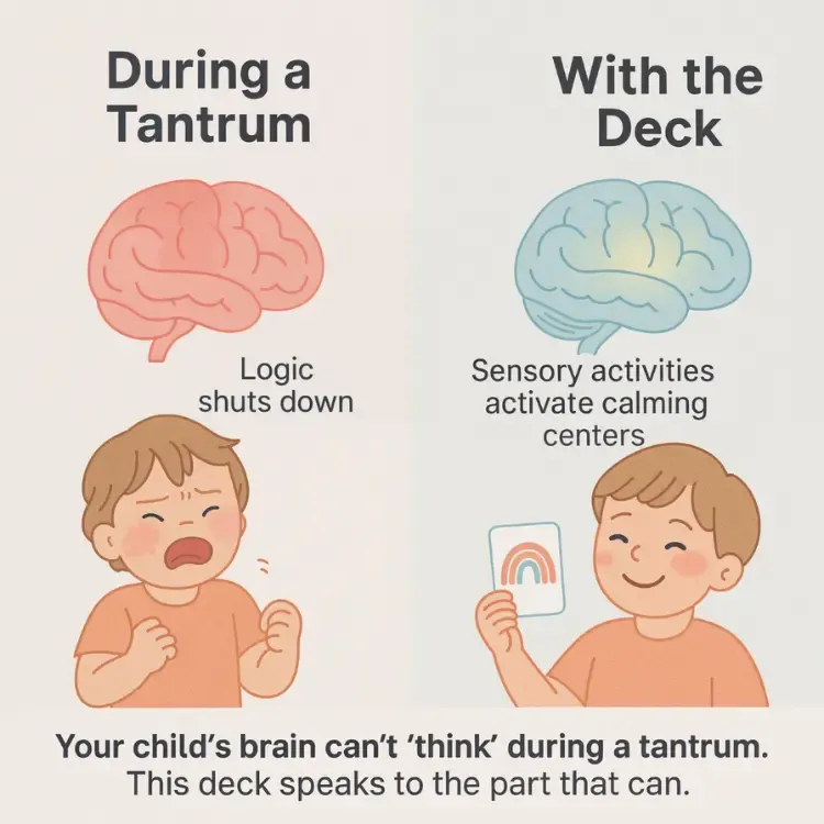 Comparison of parenting during a tantrum vs. with the deck