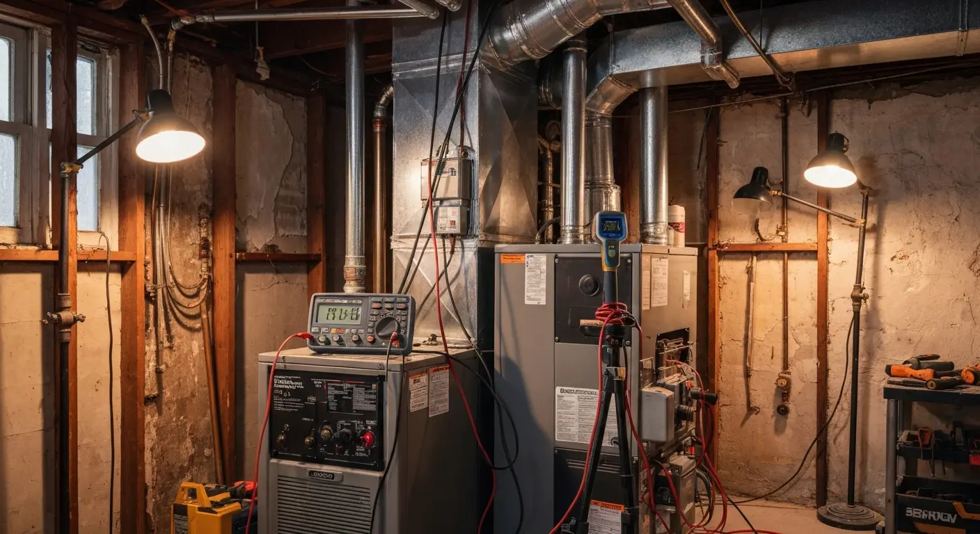 Furnace repair in progress