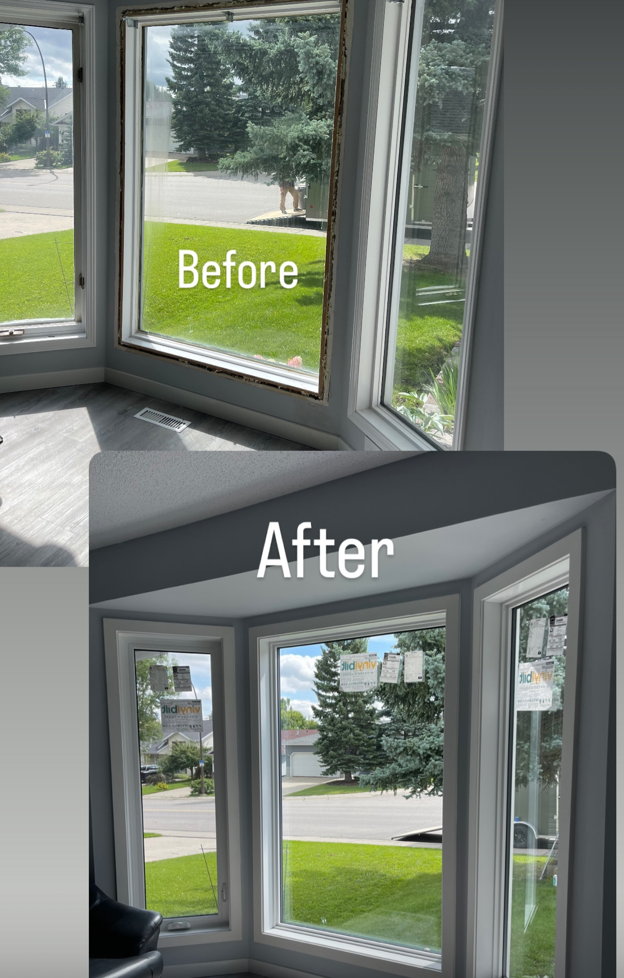 Professional window installation before after Calgary