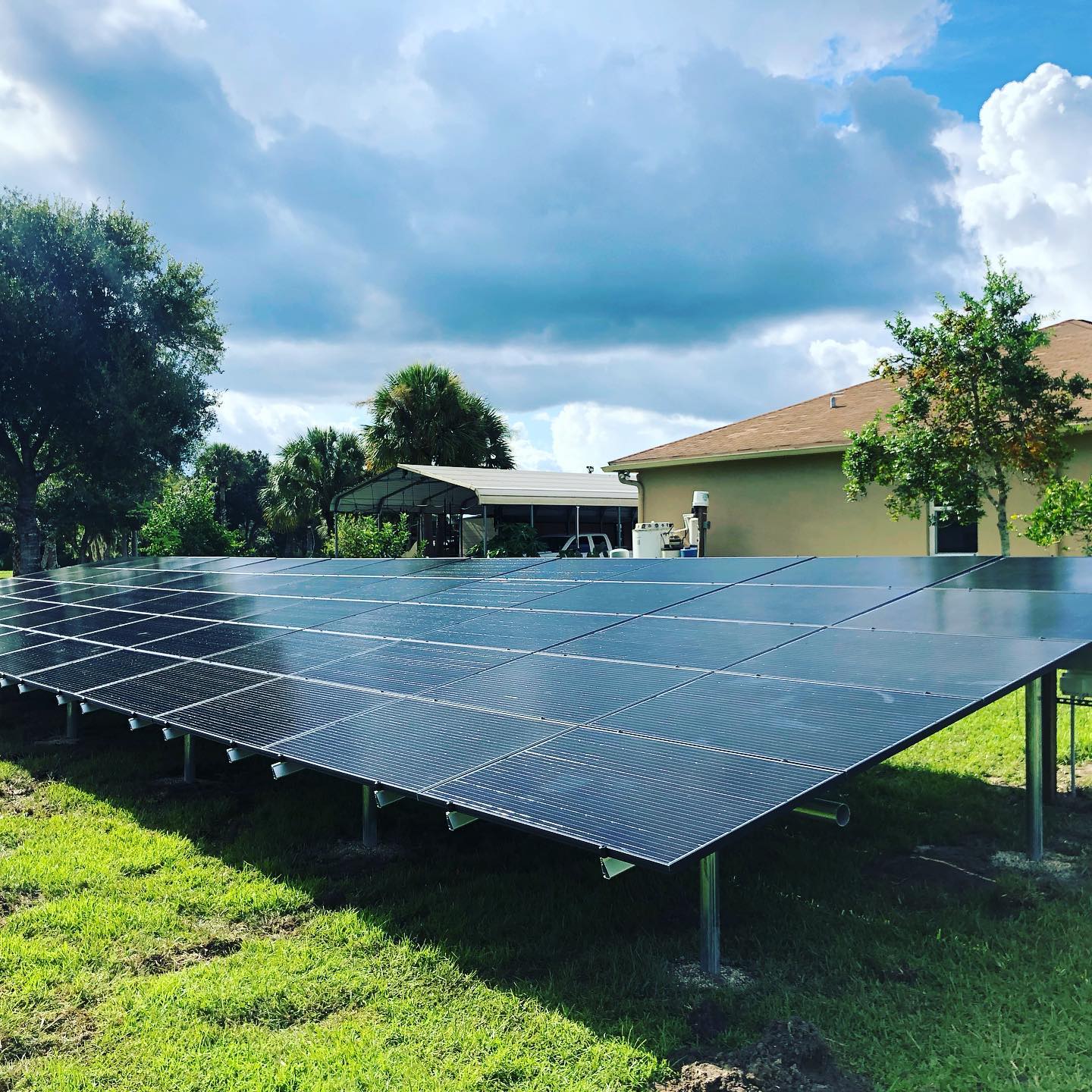 Residential solar panels installed on a Florida home roof