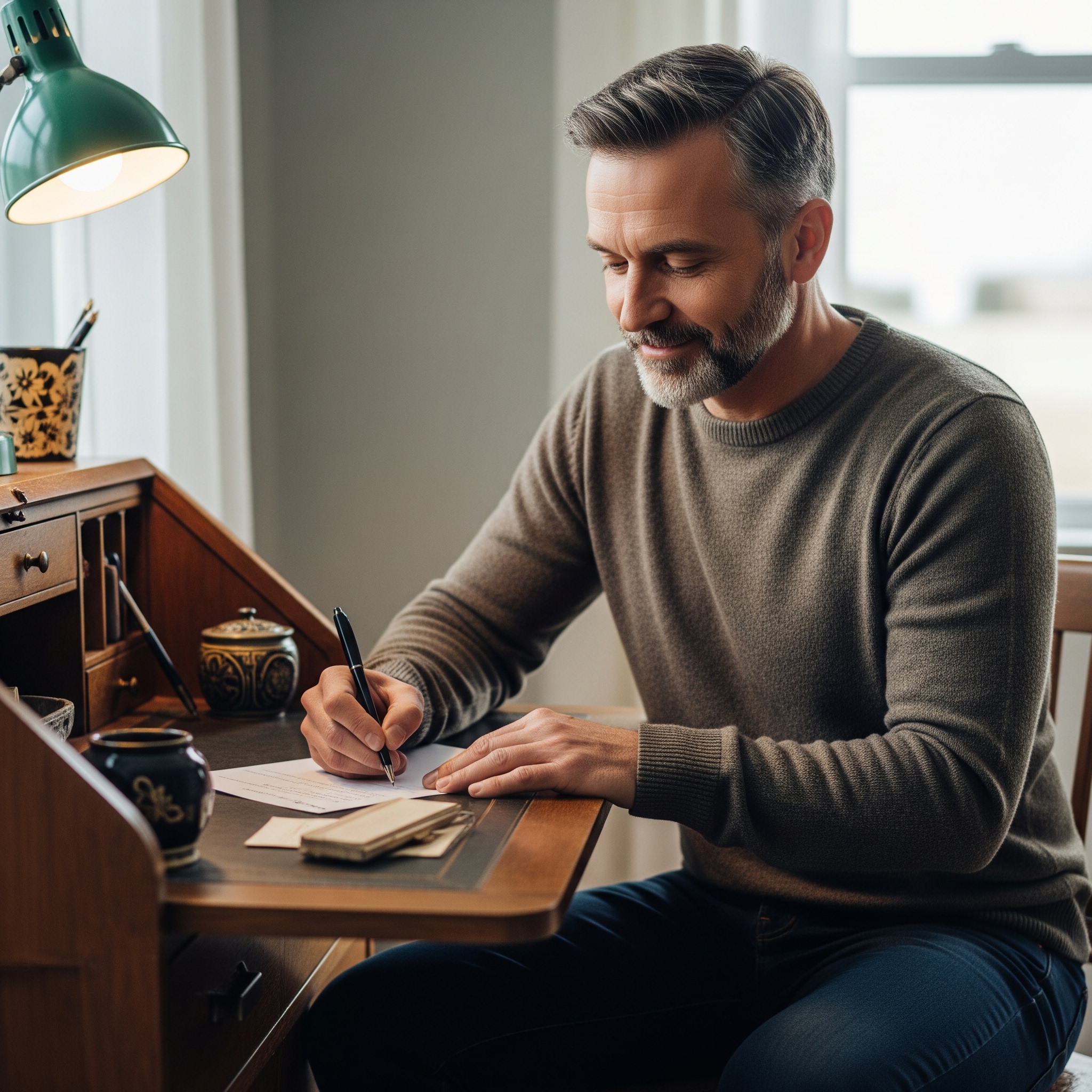 n image that demonstartes 'A powerful exercise to help you align with your intentions is to craft a "future self" letter. This involves envisioning yourself a year from now and writing a letter to your current self, offering advice, guidance, and inspiration.'