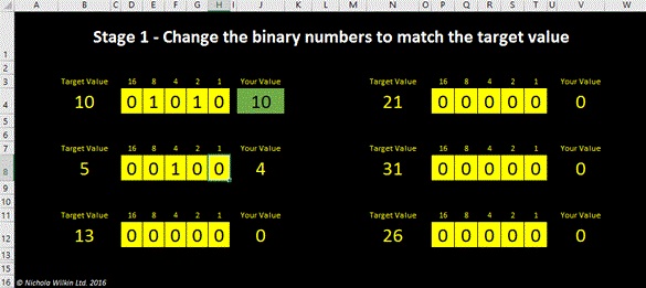 Binary Spreadsheet Self-Checking Quiz Binary Spreadsheet Self-Checking Quiz