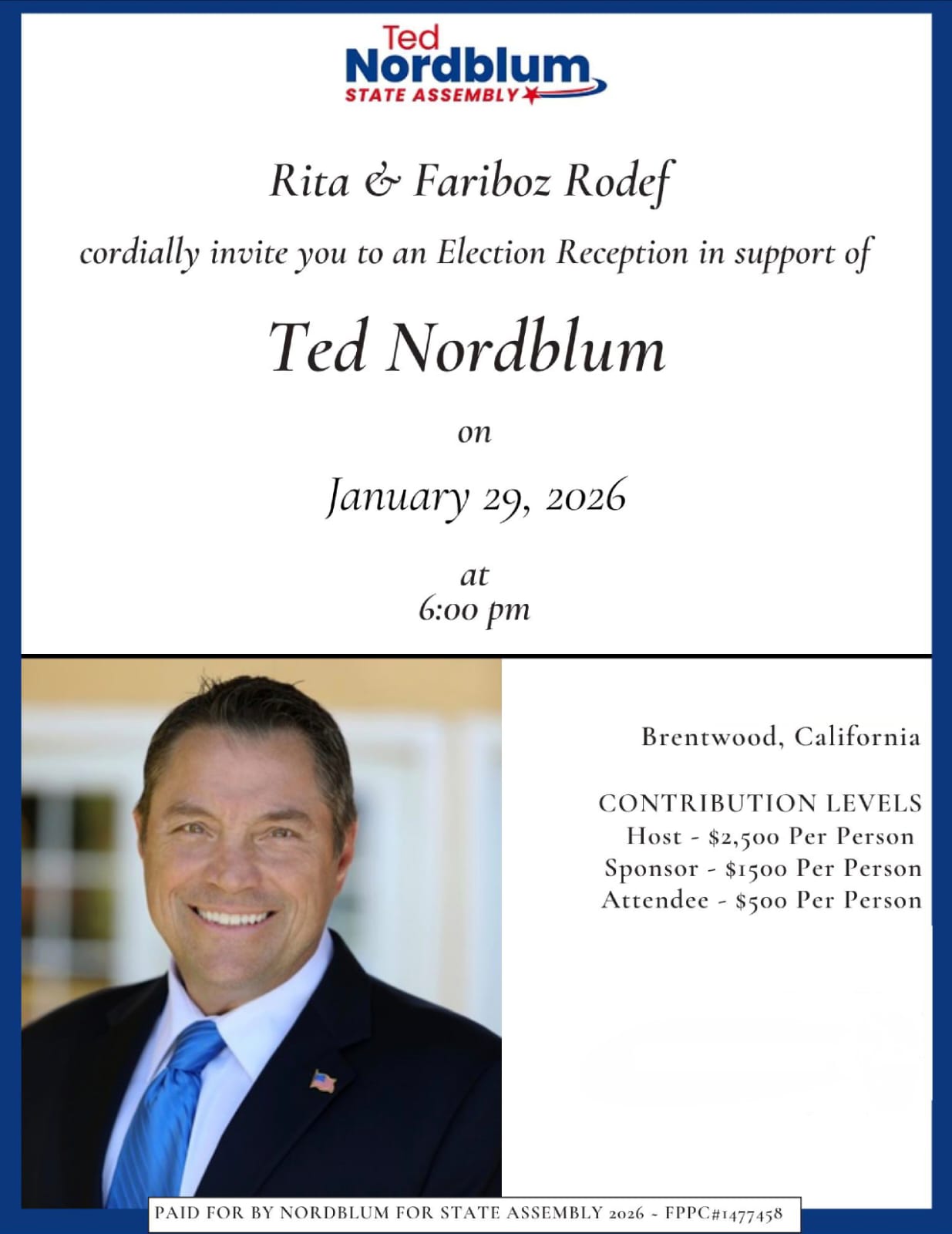 Ted Nordblum Fundraising Event January 29th 2026