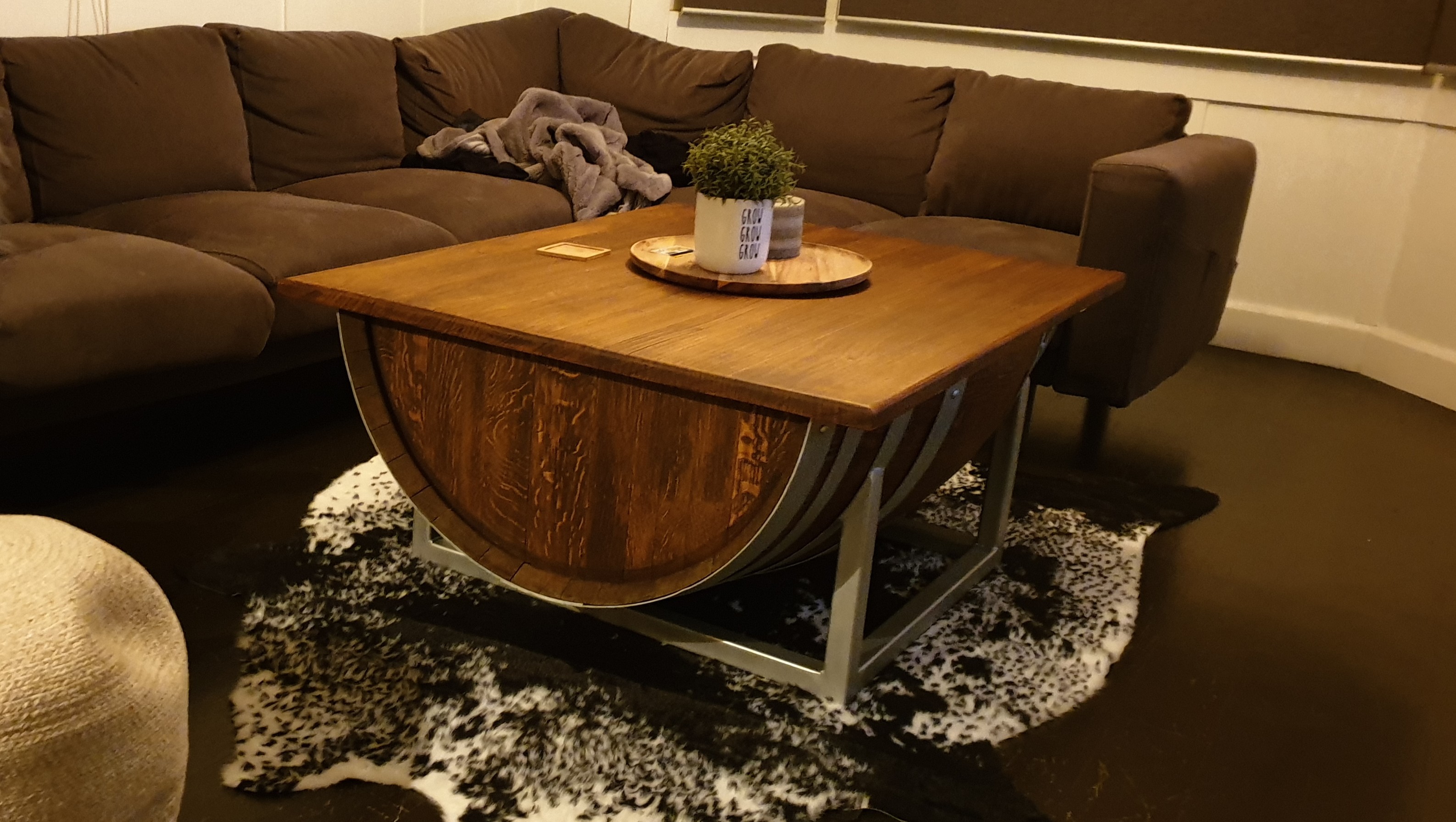 Wine barrel table