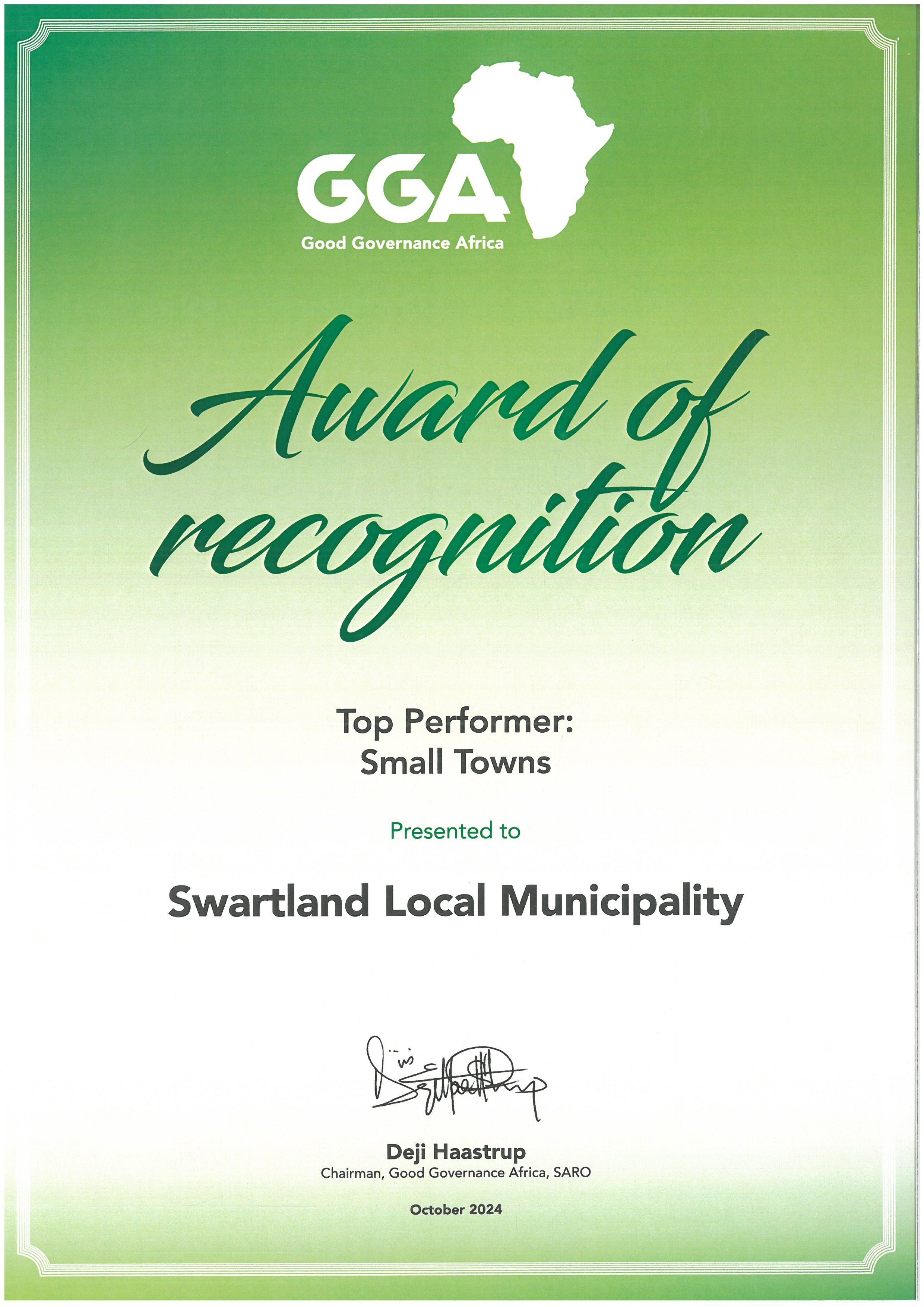 Award of recognition