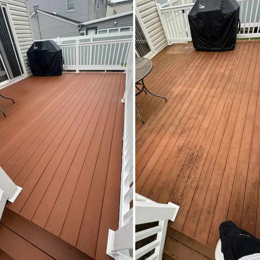 Wood deck cleaning result in New Jersey