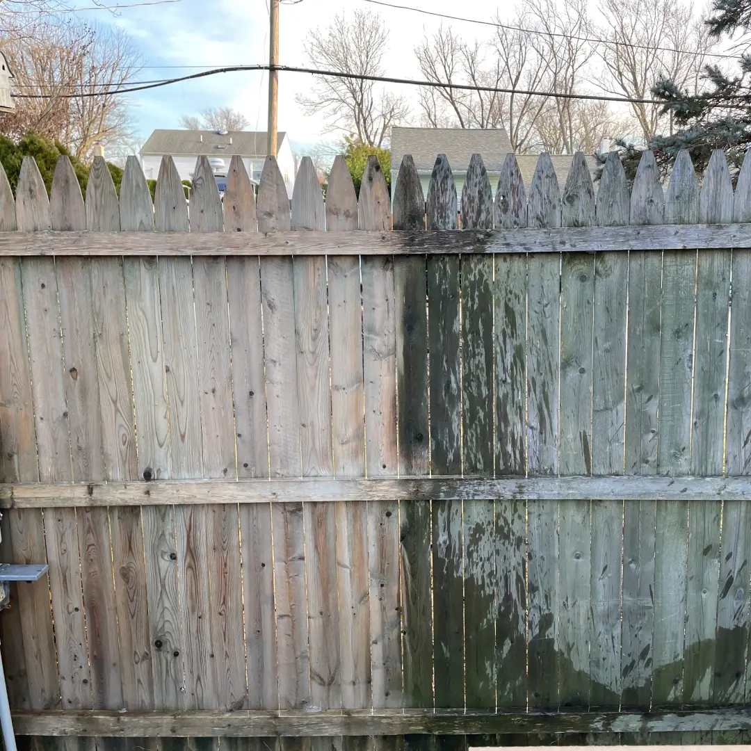 Wood fence cleaning in New Jersey removing mildew and organic buildup