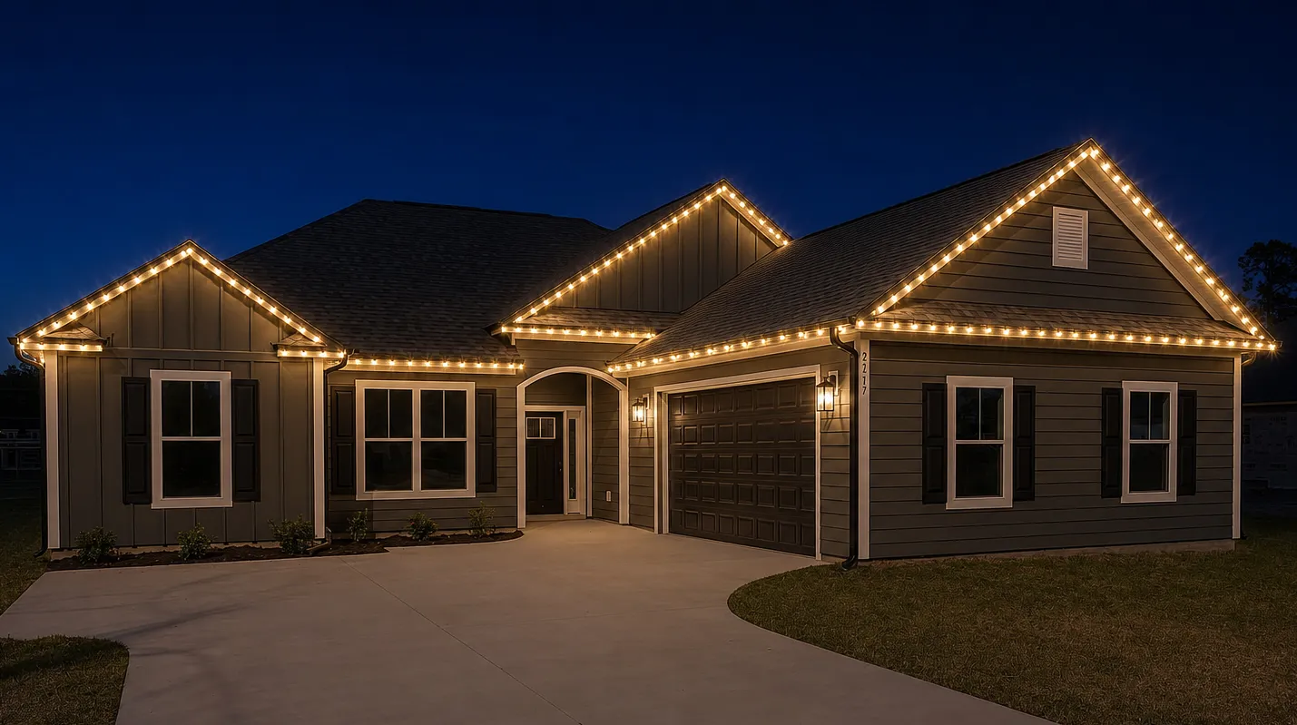 Christmas lights installed on an Ocean County NJ home