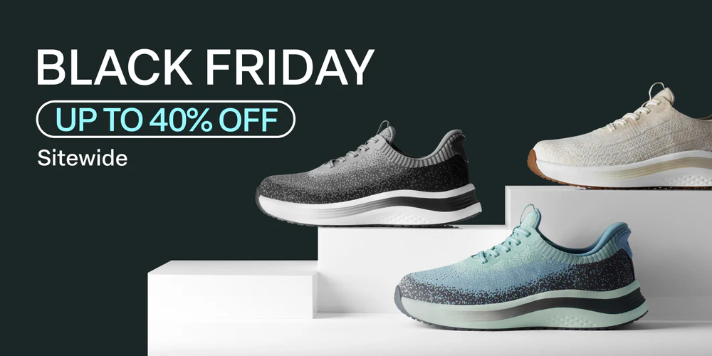 Orthofeet diabetic shoes displayed in Black Friday sale promotion offering up to 40% off sitewide, featuring supportive athletic styles for neuropathy and foot pain. Orthofeet diabetic shoes displayed in Black Friday sale promotion offering up to 40% off sitewide, featuring supportive athletic styles for neuropathy and foot pain.