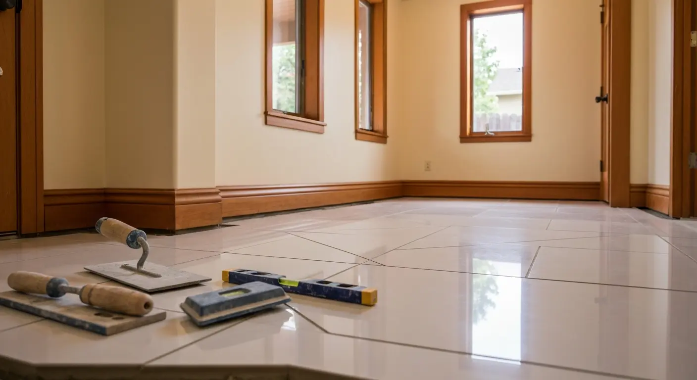 Entryway tile flooring installation