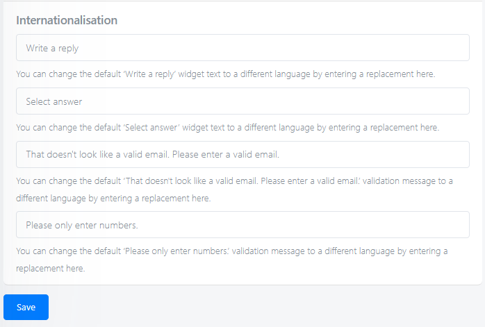 Settings - Internationalization Settings - Internationalization
