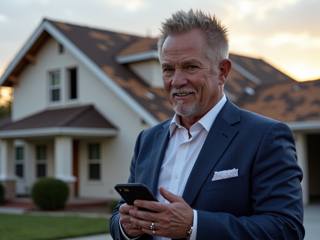 Frustrated homeowner looking at roof repair