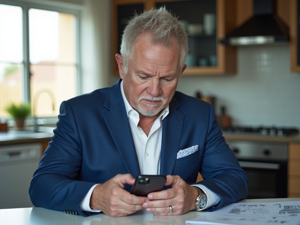 Frustrated homeowner leaving voicemails for contractors