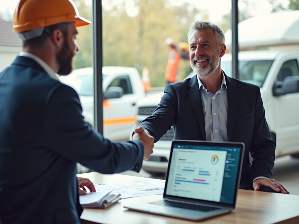 Roofing contractor meeting with consultant to get started with AI Receptionist