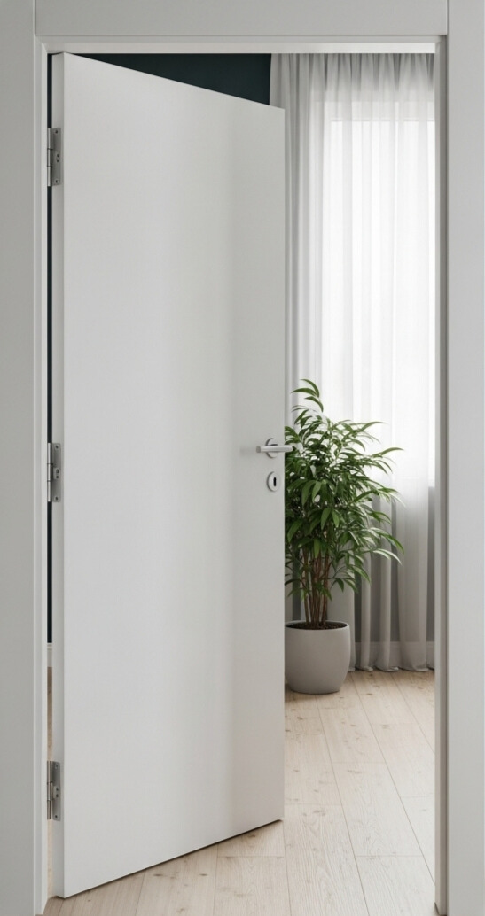 Puerta blanca de alta calidad instalada en un hogar moderno
