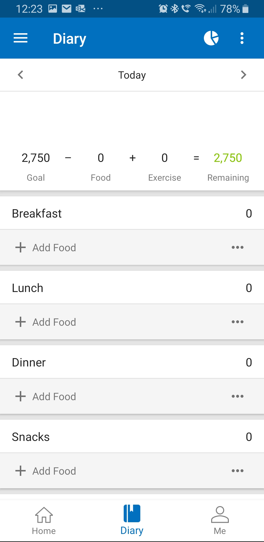 tracking calories in app