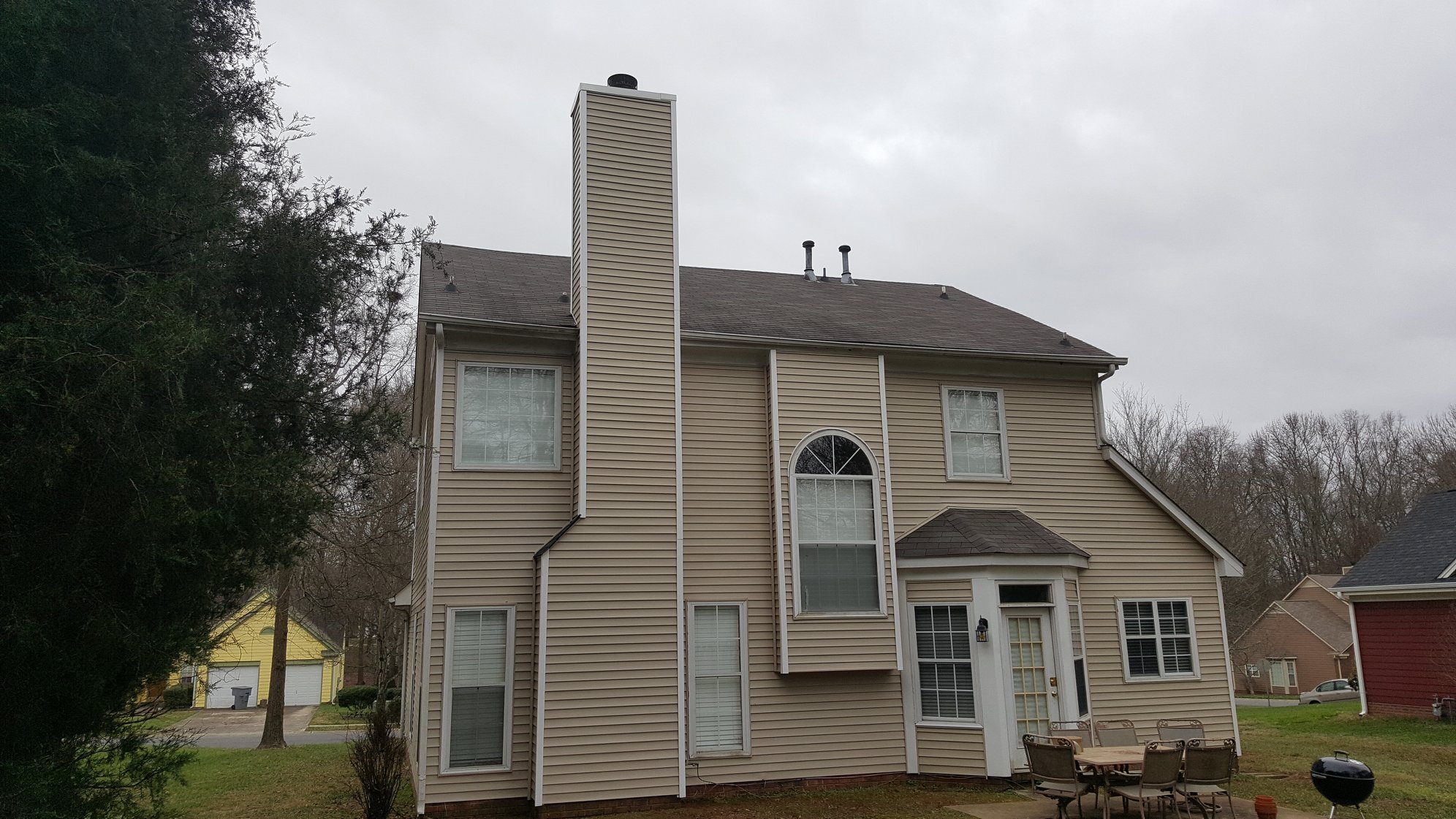 a white vinyl siding of a house