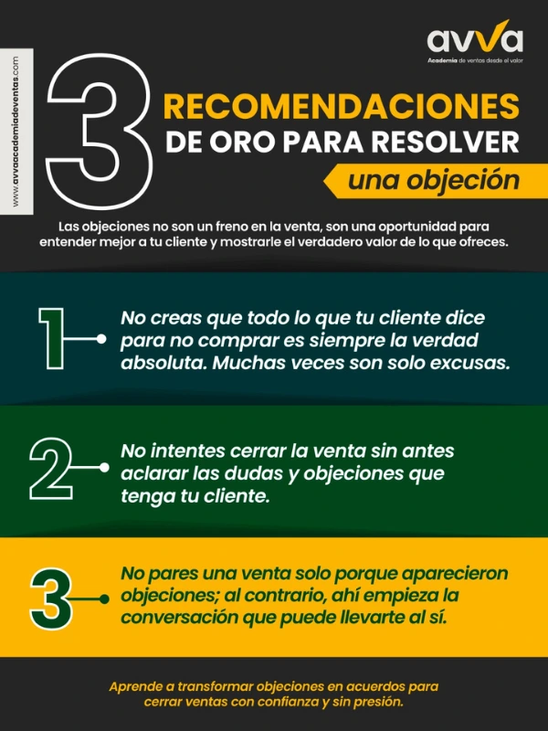 Recomendaciones de oro para resolver una objeción