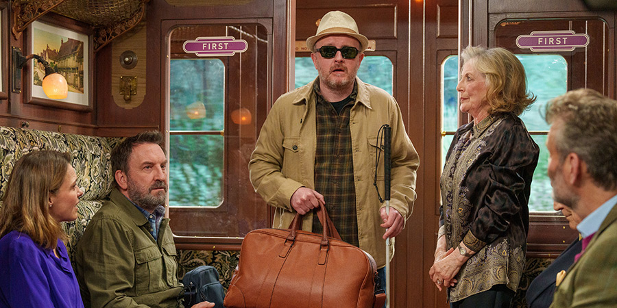 Still of the cast of Not Going Out in the episode Train