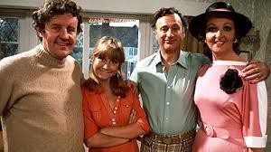 The characters of Tom, Barbara, Gerry and Mango smiling in a posed shot