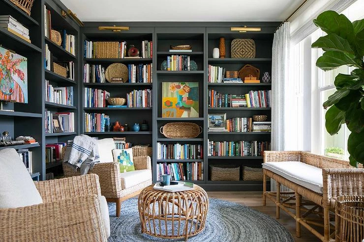 a book cabinet with lots of books
