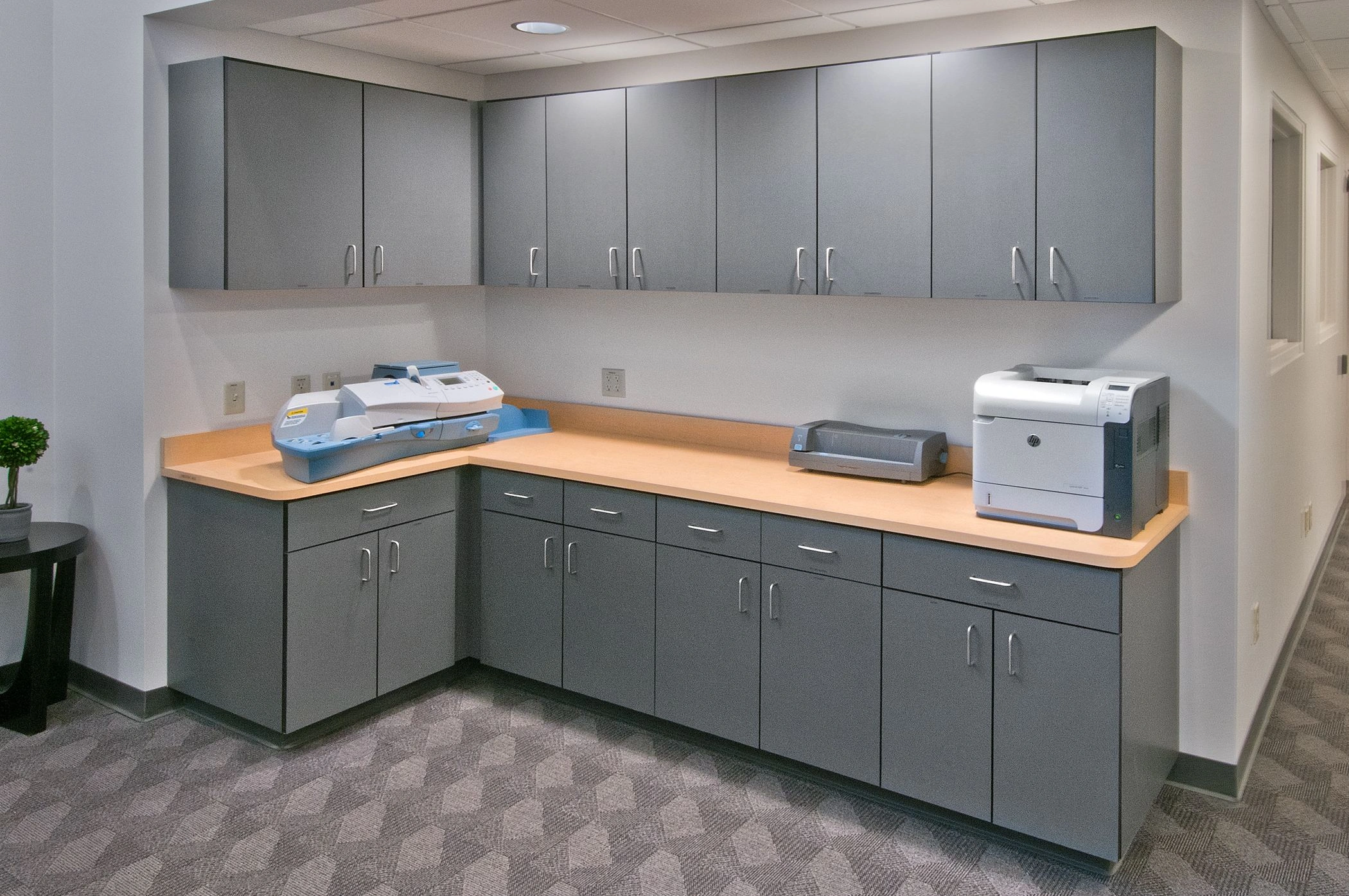 a commercial cabinet inside an office