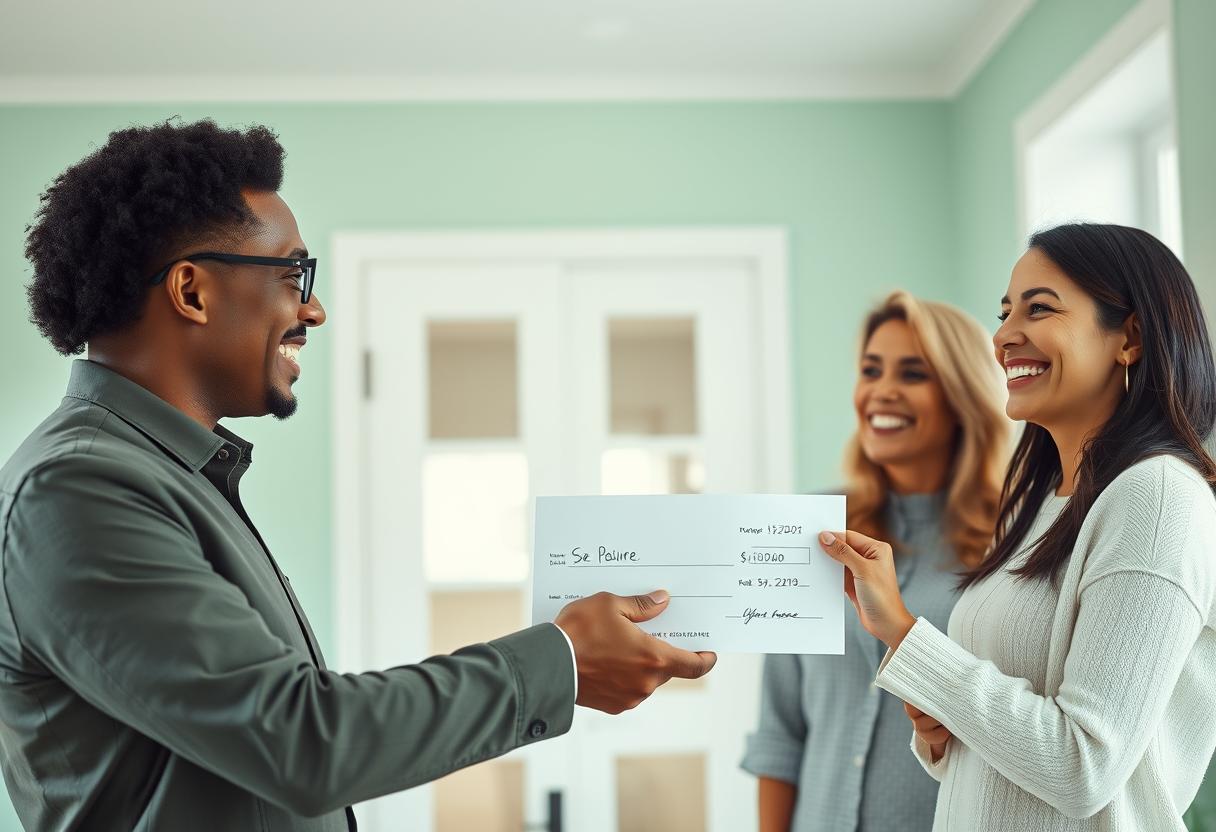 Agent Handing Check to Sellers