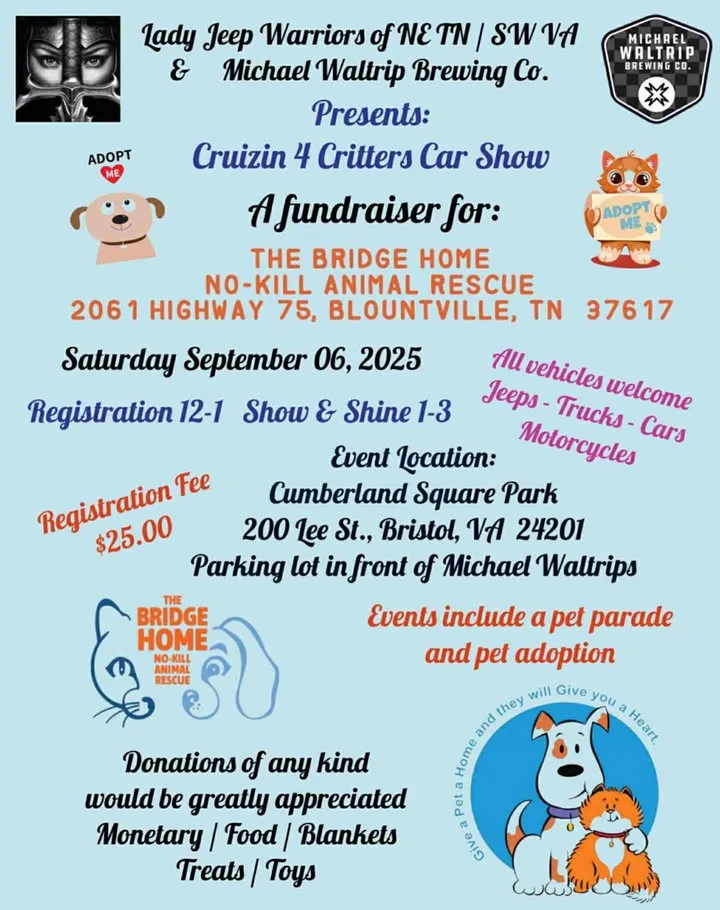 cruizin for critters pet friendly event in bristol tn