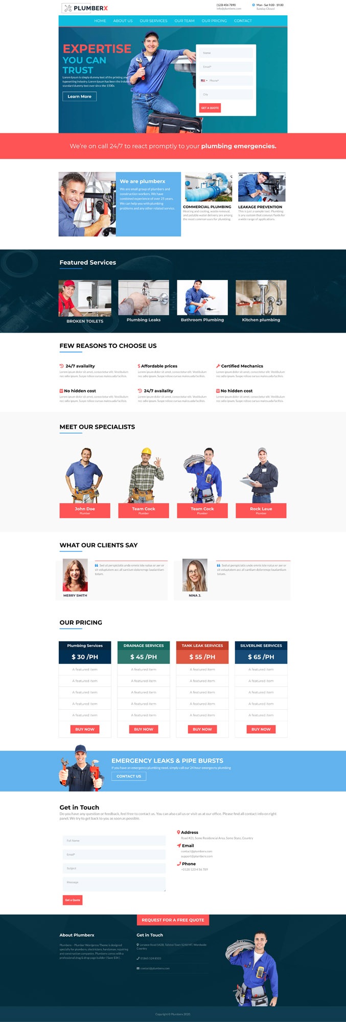 Plumber X Website Template