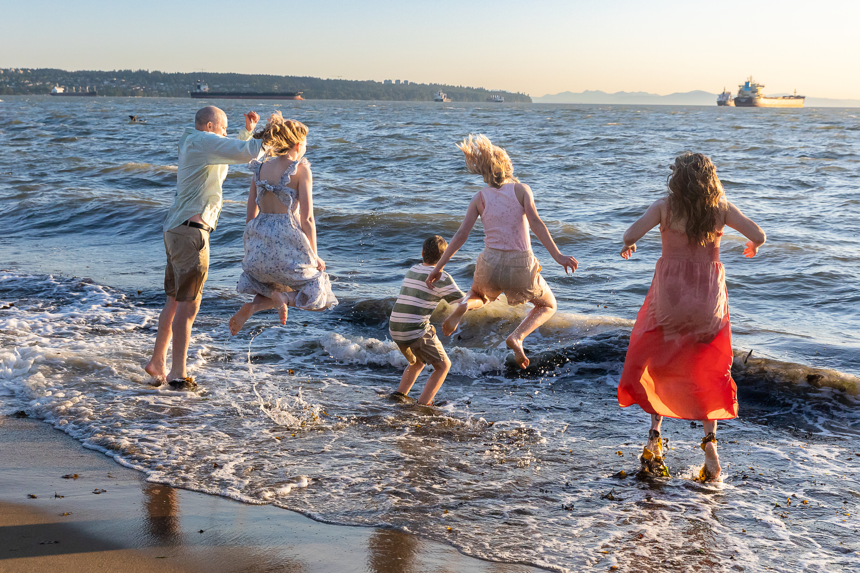 a family enjoying the beach