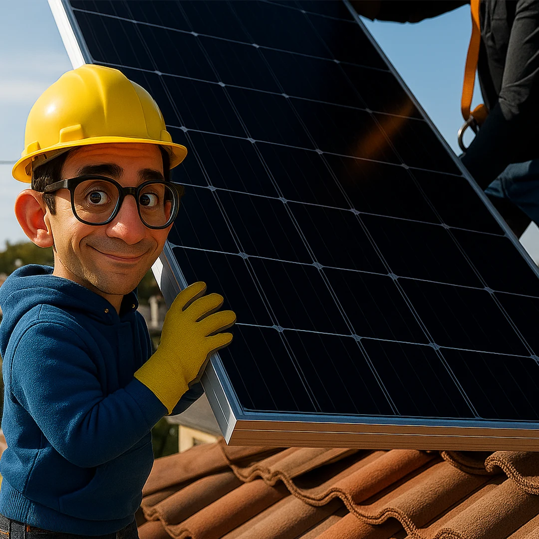 Solar installer using DaveCRM on tablet at Adelaide job site