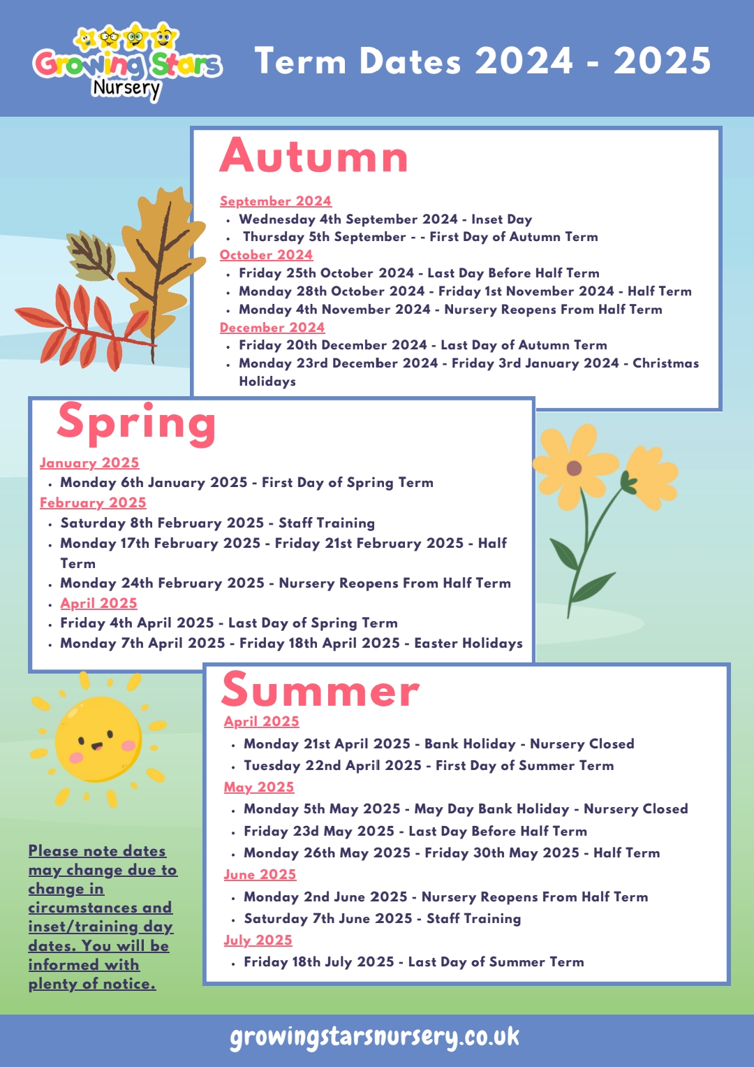 GSN term dates 2