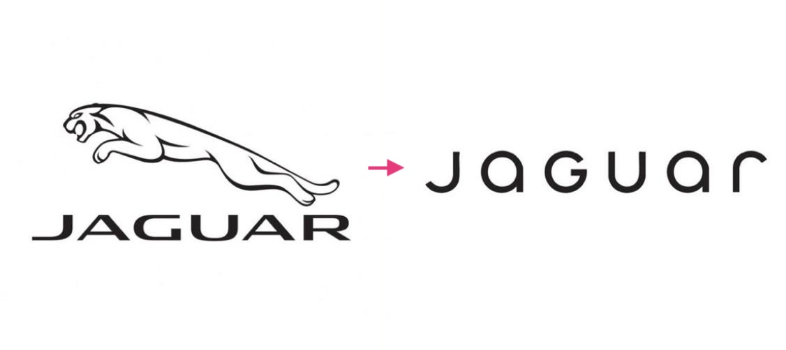 Before and after of Jaguar's logo