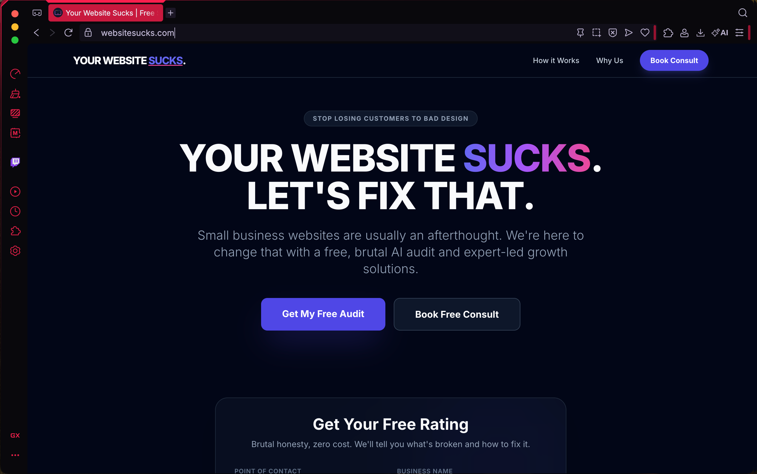 A cartoon bird mascot looking at a computer screen with the word 'sucks' on it.