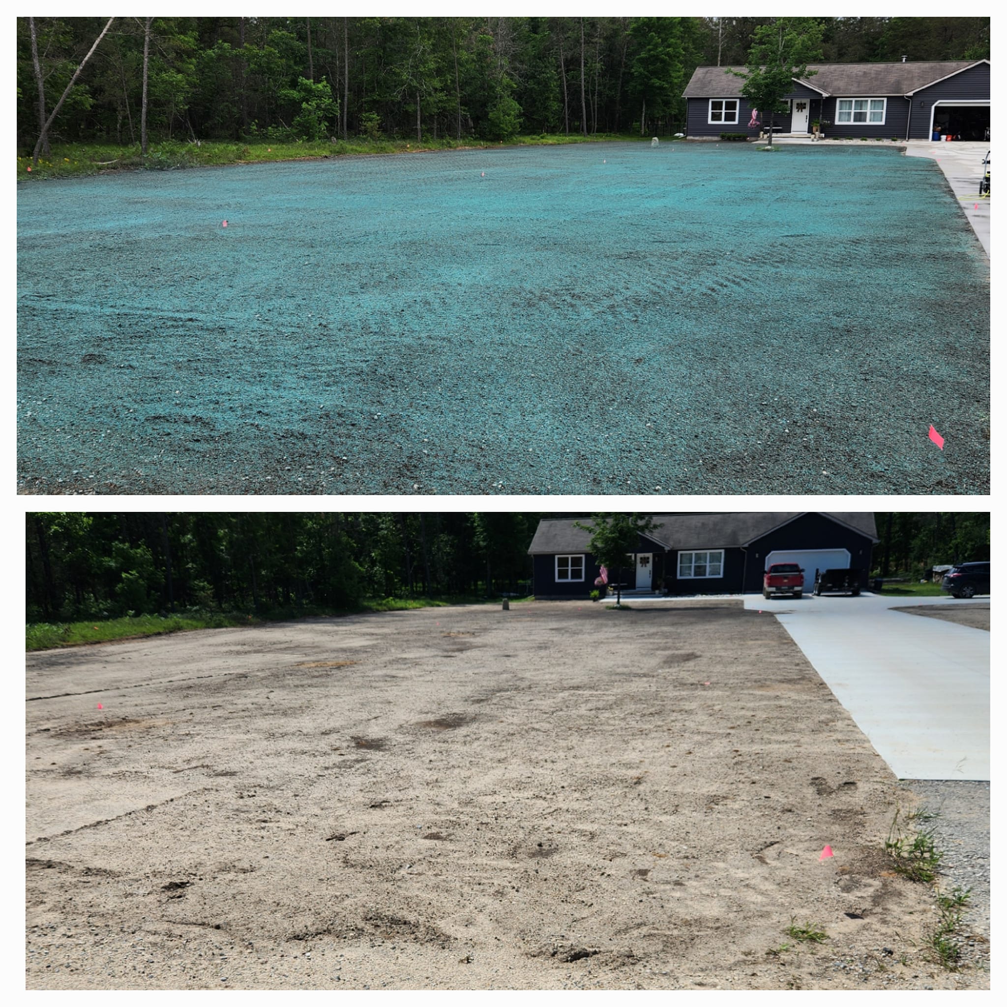Fully hydroseeding job on an old yard