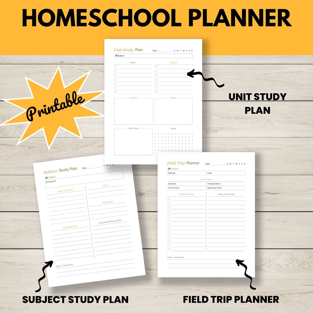 homeschool curriculum planning pages