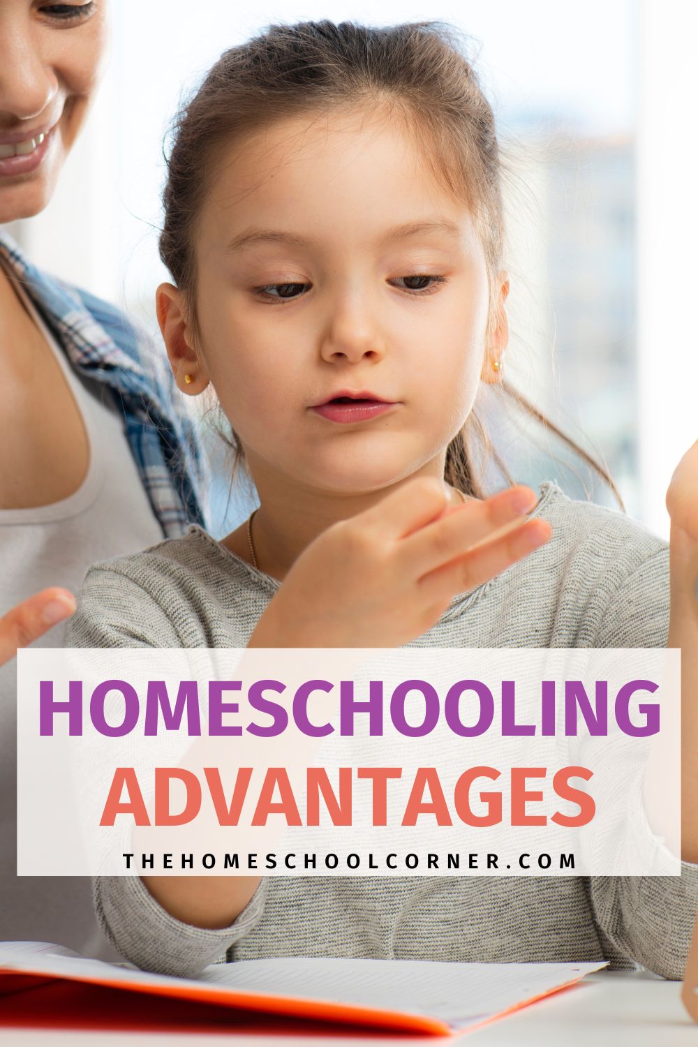 mother homeschooling daughter