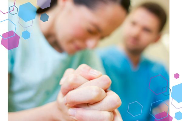 CubCare blog post front cover. A close up image of two people holding hands, in the background is a woman having a labour contraction with her head down, eyes closed and wearing a hospital gown and behind her is a supportive birth partner. CubCare blog post front cover. A close up image of two people holding hands, in the background is a woman having a labour contraction with her head down, eyes closed and wearing a hospital gown and behind her is a supportive birth partner.