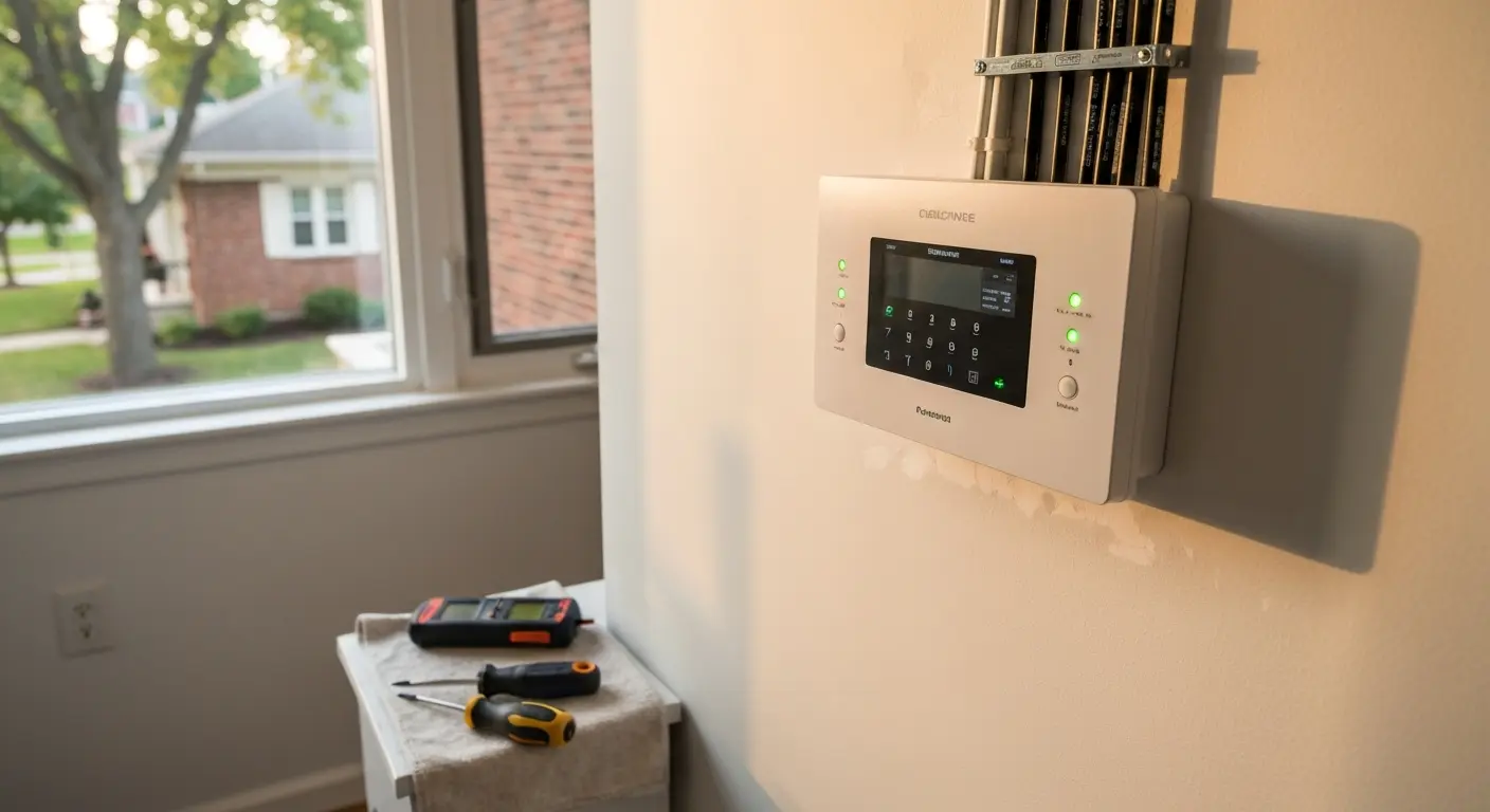 Alarm system panel and monitoring setup