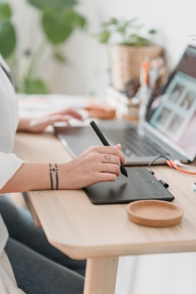 Woman designing on a computer