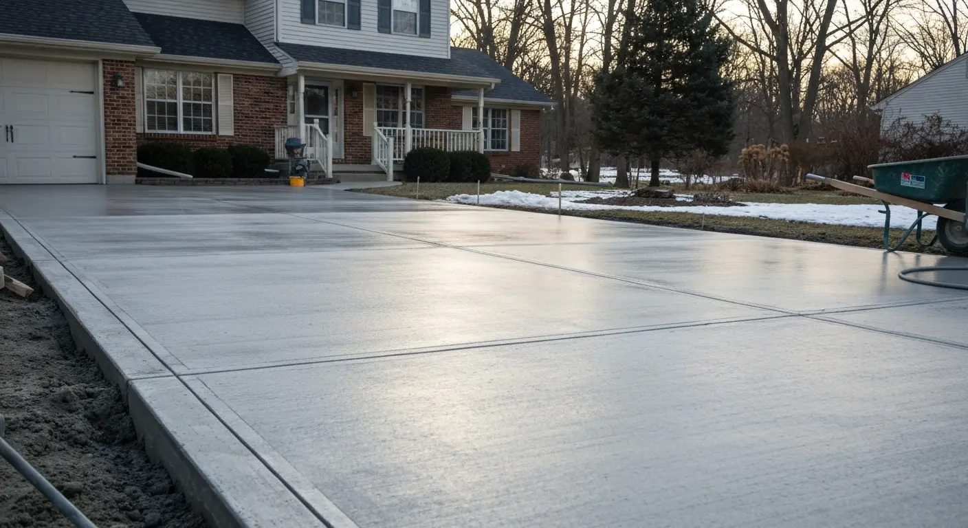 Concrete driveway installation