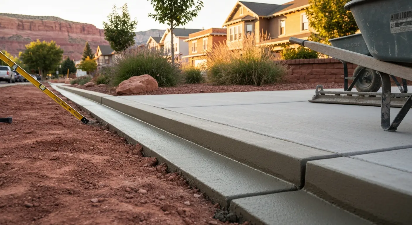 Concrete sidewalk installation in Cedar City
