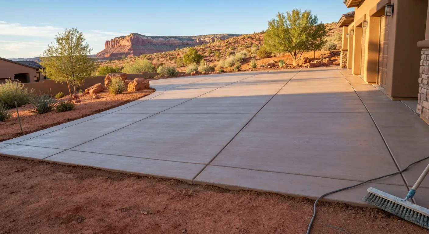 Completed concrete driveway in Toquerville