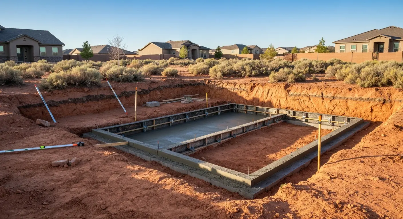Concrete foundation excavation
