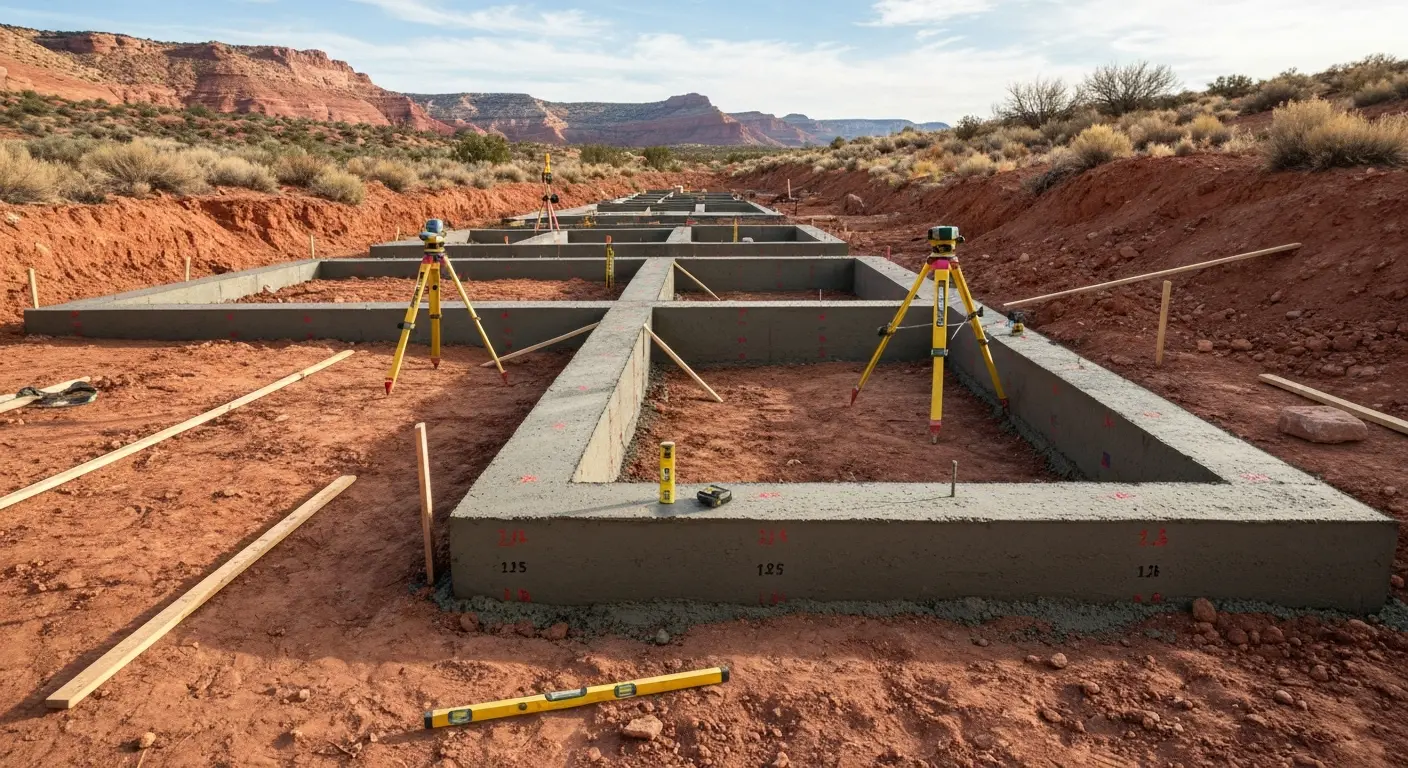Concrete foundation pouring