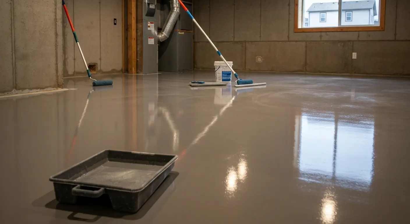 Basement epoxy floor coating