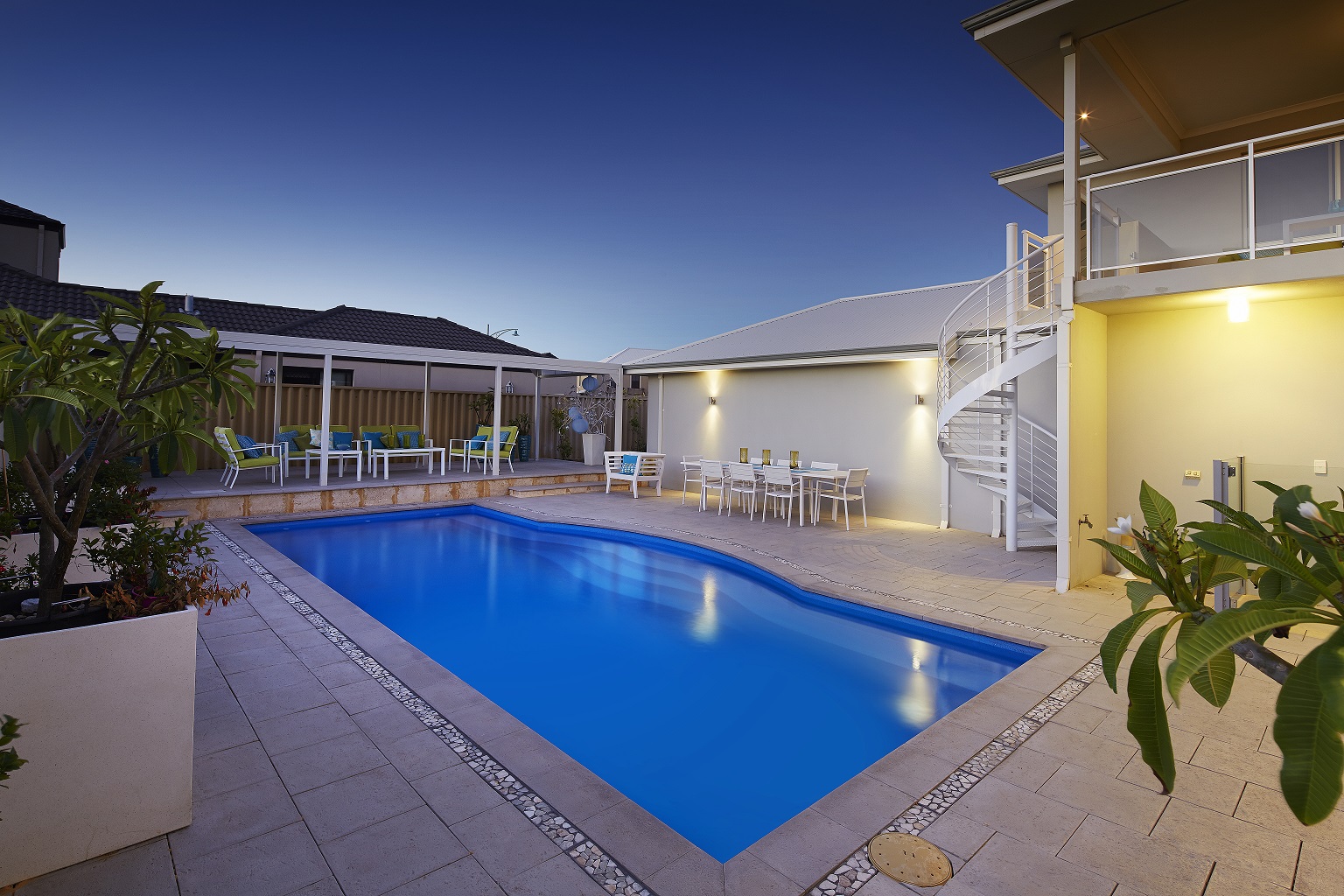 Versatile fiberglass pool entertainment