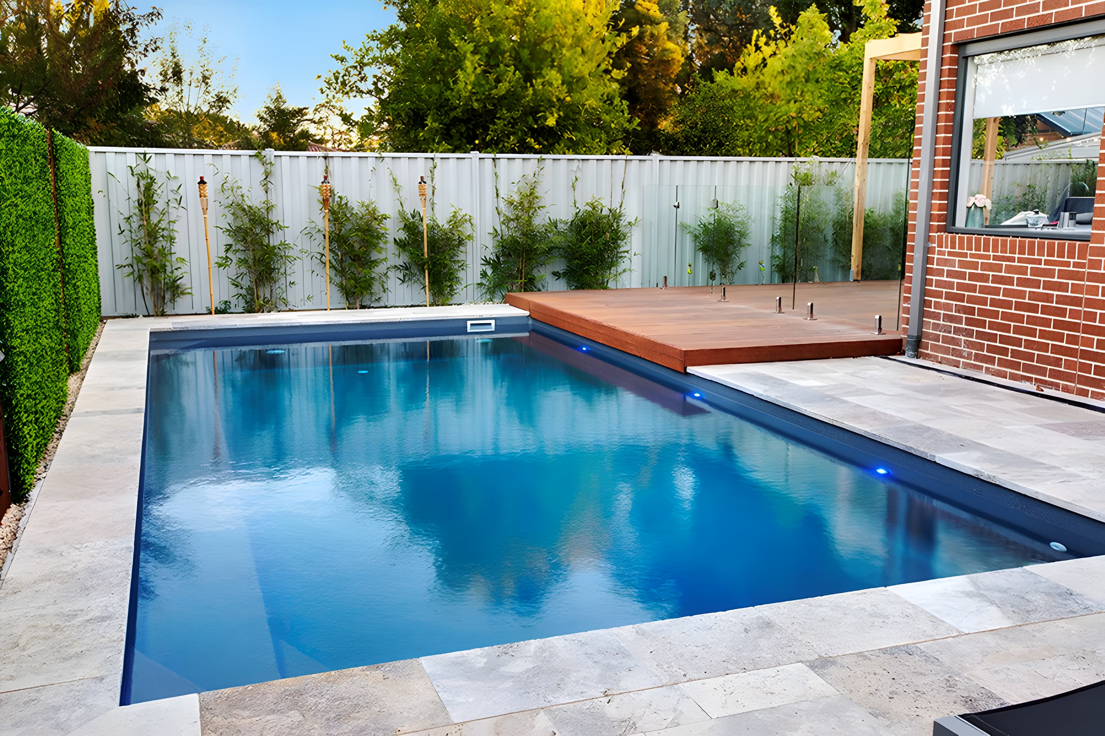 Compact fiberglass pool design