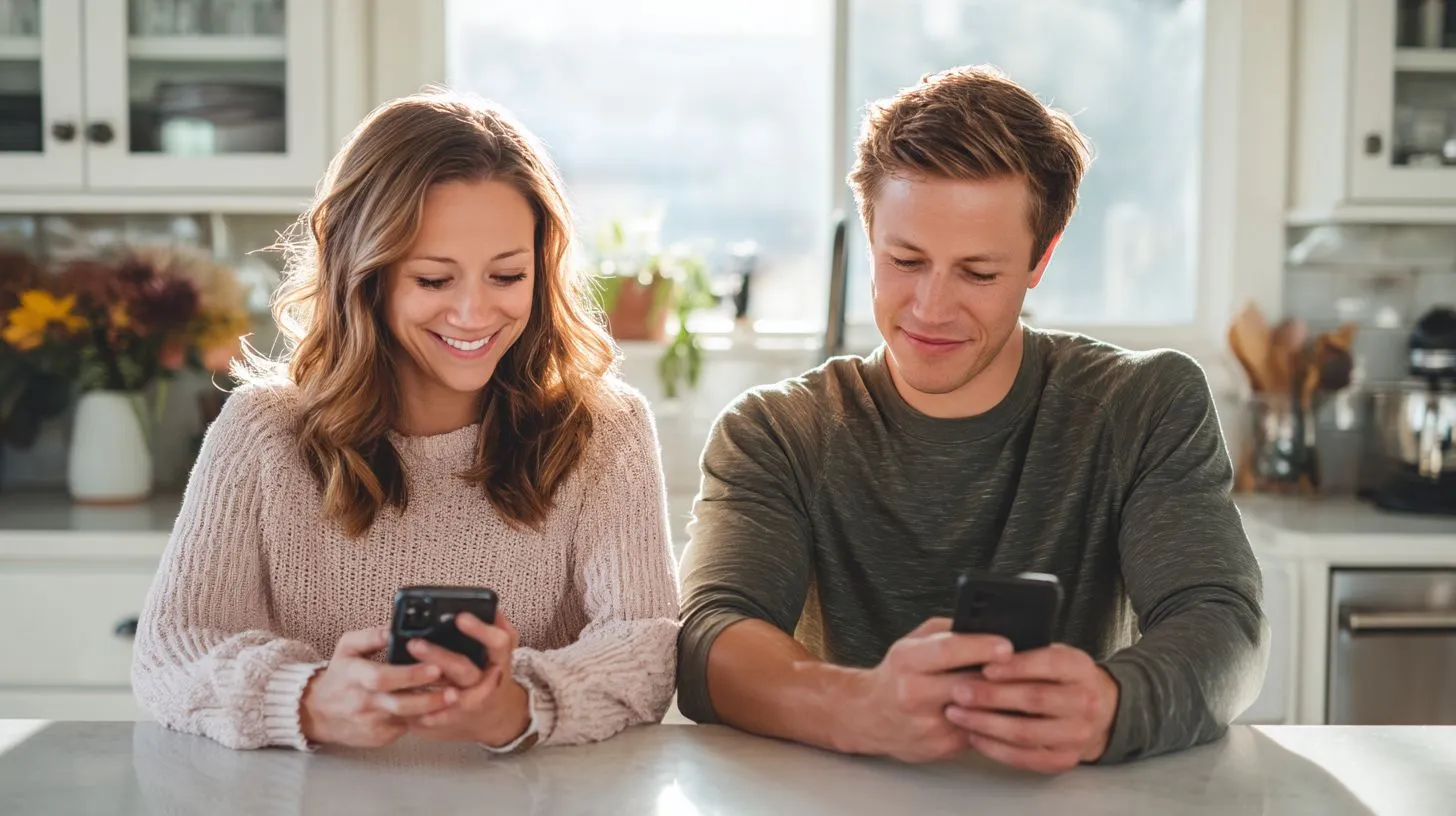 Two individual watching their phones Two individual watching their phones